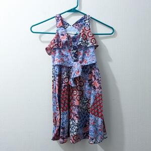 Jona Michelle Girls Red, White and Blue Floral Tank Dress Girls 5